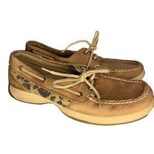 Sperry Top-Sider Angelfish Women Leopard Print Sequin Boat Shoe Women's Size 7 M